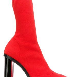 Alexander McQueen Red Knit Stretch Fabric Sock Boots Size 39
